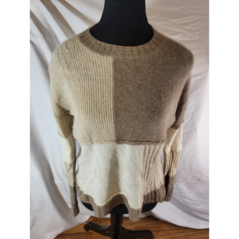 27 miles Cashmere Sweater Beige Block Patchwork  Size XS Sweater